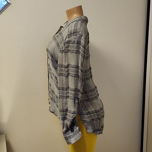 BRAND NEW I-N-C WOMEN'S PLAID SEQUIN BUTTON UP SHIRT - Picture 8 of 16